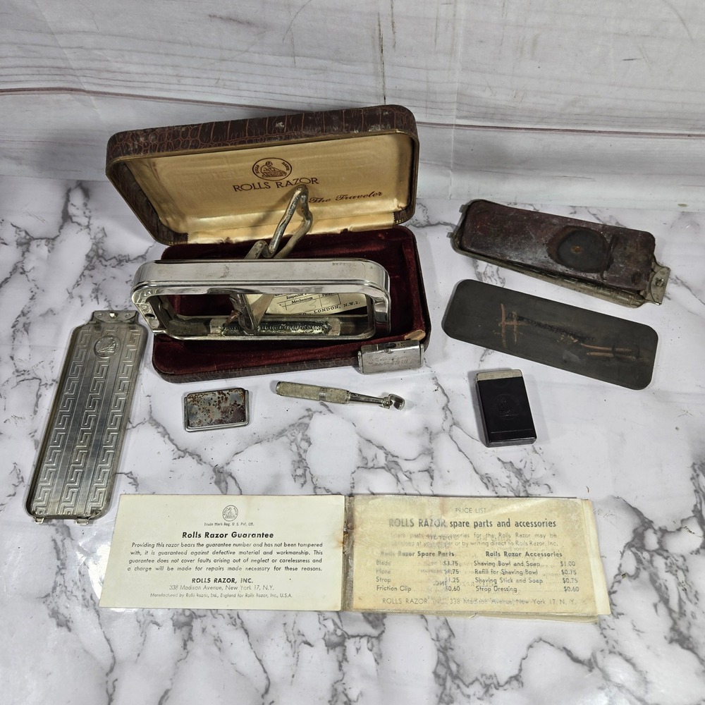 Vintage Rolls‎ Razor The Traveler England Made Safety Razor Set Antique